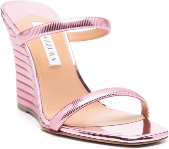 Aquazzura Roze Metallic Sleehak Sandalen Pink Dames