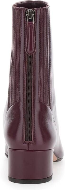 Aquazzura Bordeaux Leren Enkellaarzen Medium Hak