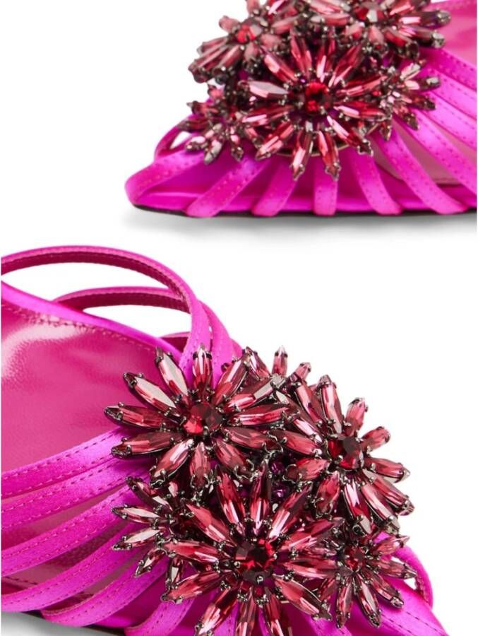 Aquazzura Satijnen Fuchsia Bloemen Sandalen