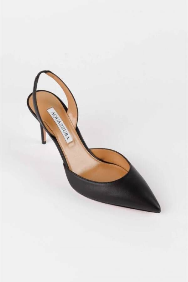 Aquazzura Black satin pumps Colour: Noir Zwart Dames