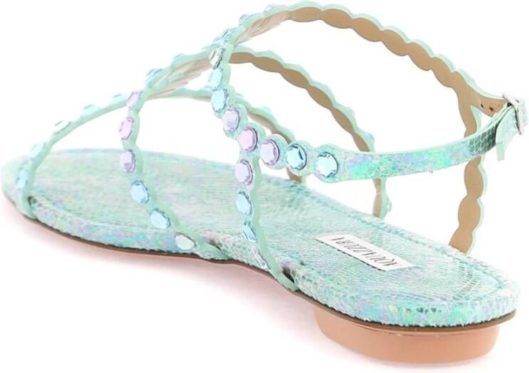 Aquazzura Slangenprint sandalen met kristallen Blue Dames