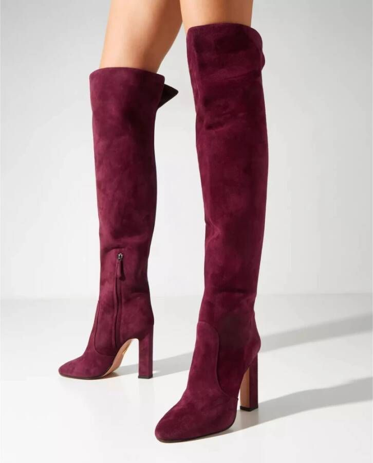 Aquazzura Suède Kniehoge Laarzen Joplin Bordeaux