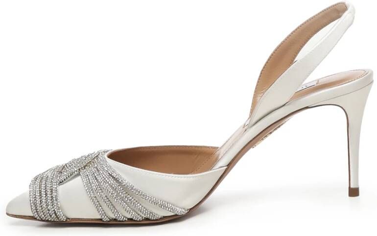 Aquazzura Witte Satijnen Slip-On Stiletto Hakken