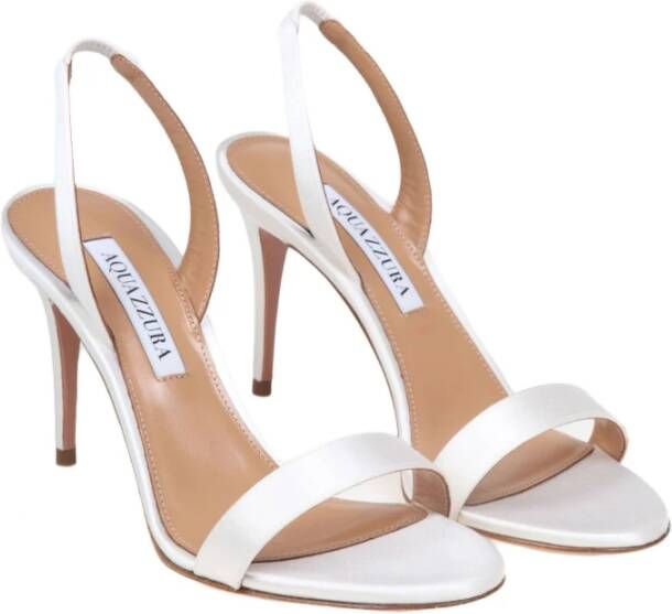 Aquazzura Witte Satijnen Stiletto Hakken Pumps White Dames