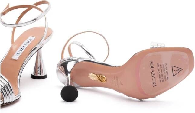 Aquazzura Zilverkleurige Gesp Enkelband Hakken