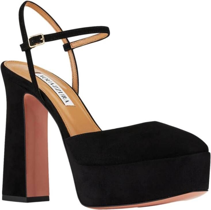 Aquazzura Zwart Kid Suede Leren Plateau Zwart Dames