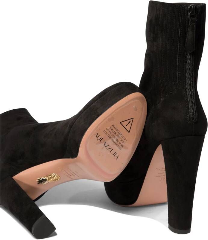 Aquazzura Zwarte Enkellaarzen Elegant Plateau Ontwerp
