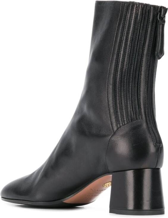 Aquazzura Zwarte enkellaars met elastische panelen Black Dames