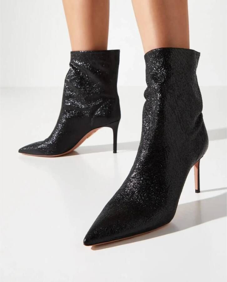 Aquazzura Zwarte leren enkellaarsjes Matignon 75