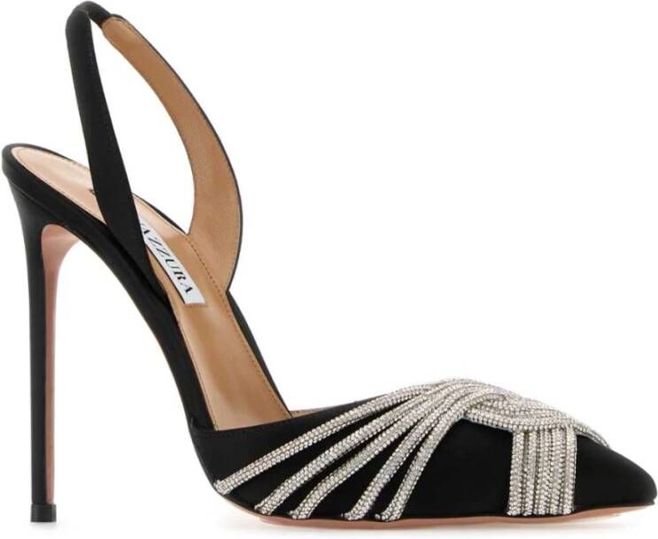 Aquazzura Zwarte Satijnen Gatsby Sling Pumps