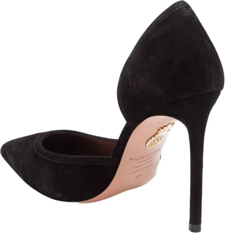 Aquazzura Zwarte Suède Pumps met Puntige Neus