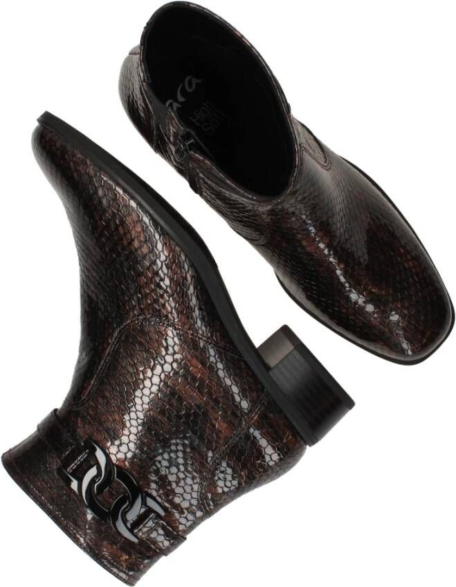 Ara Stijlvol Enkellaarsje met Dierenprint Brown Dames