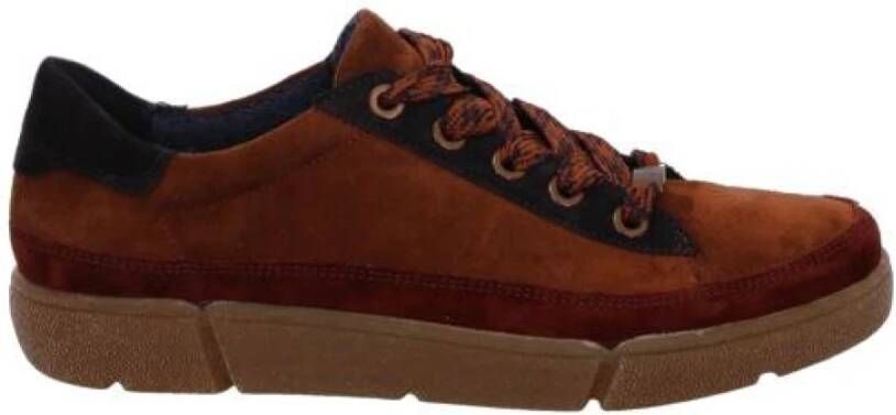 Ara Velours Sneakers met Vetersluiting Brown Dames