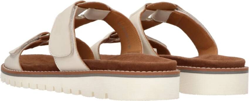 Ara Wit leren zomerslipper met uniek detail White Dames