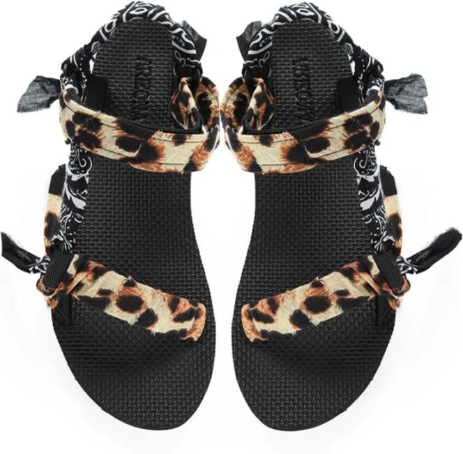 Arizona Love Leopard Print Sandalen met Brede Banden en Comfortabele Zool Black Dames