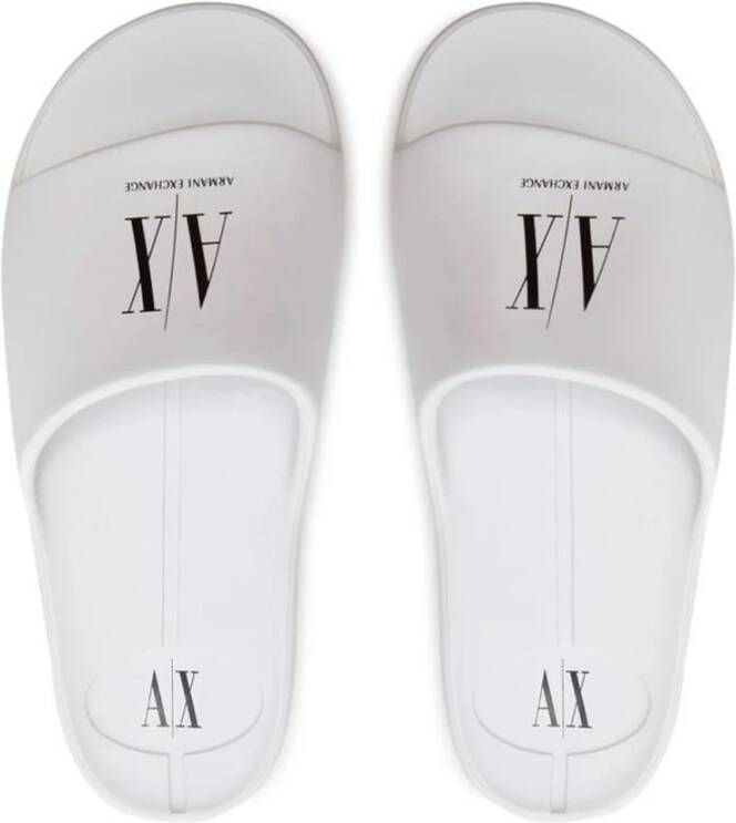 Armani Exchange Band Hiel Polyurethaan Slippers Lente Zomer Collectie White Dames