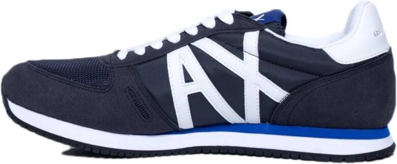 Armani Exchange Blauwe Print Sportieve Sneakers Blue Heren