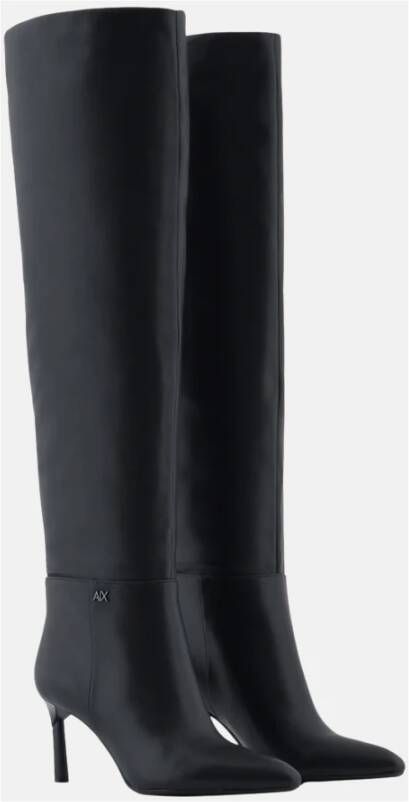 Armani Exchange Elegante zwarte kniehoge laarzen
