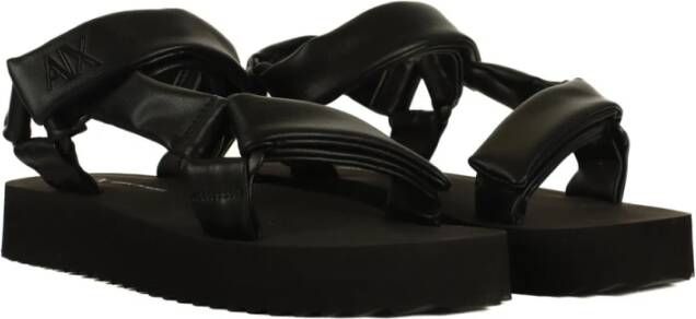 Armani Exchange Flat Sandals Black Dames
