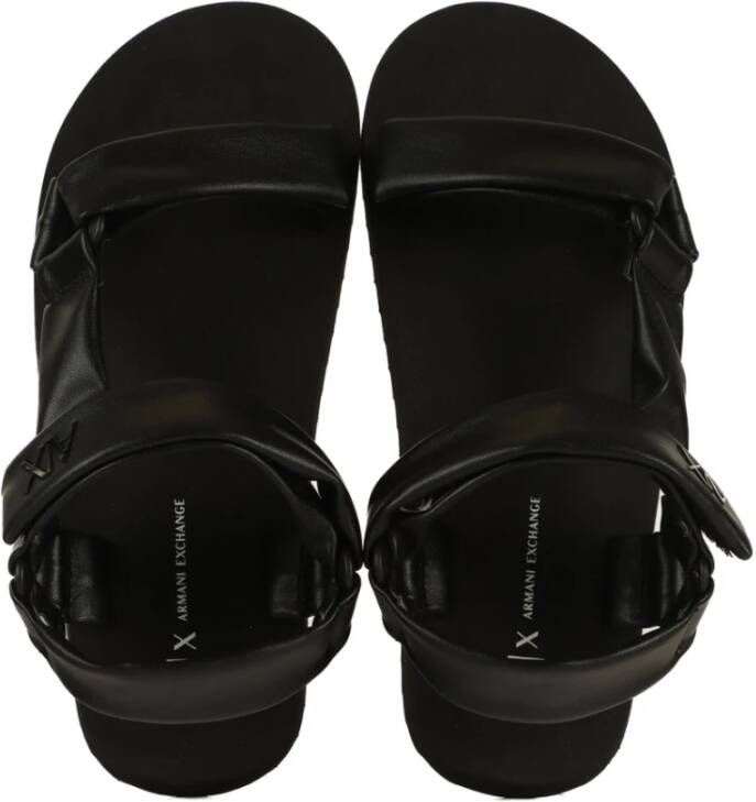 Armani Exchange Flat Sandals Black Dames