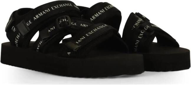 Armani Exchange Flat Sandals Black Heren