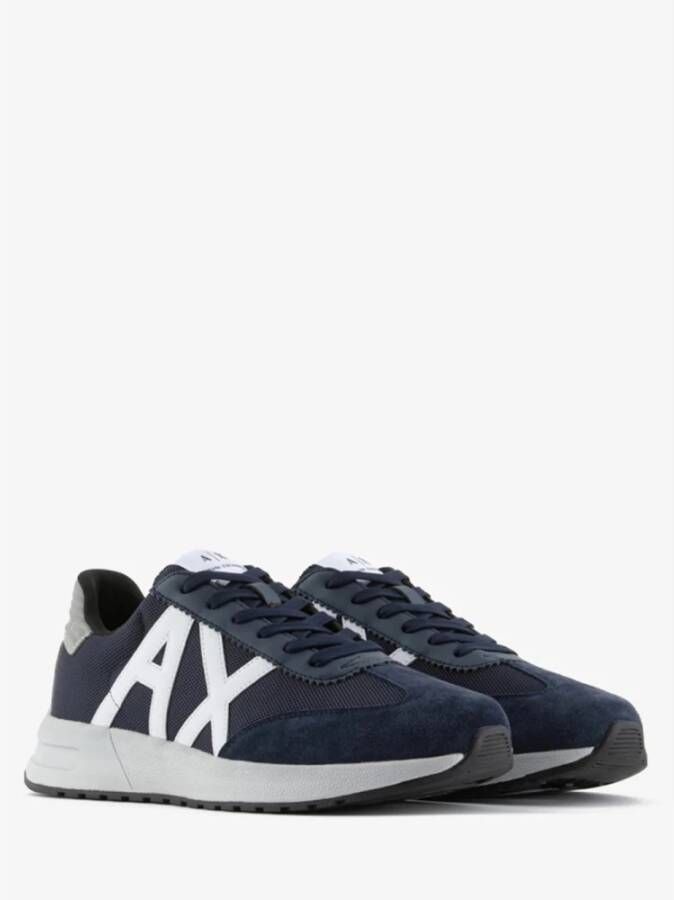 Armani Exchange Ronde Neus Rubberen Zool Veterschoenen Blauw Heren