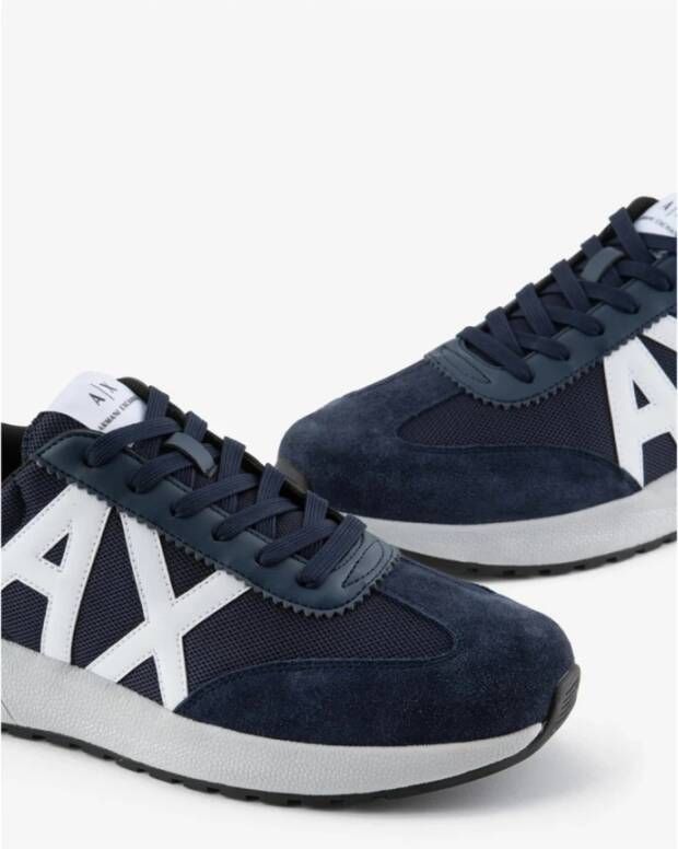 Armani Exchange Ronde Neus Rubberen Zool Veterschoenen Blauw Heren