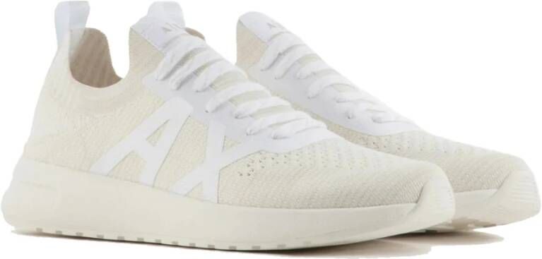 Armani Exchange Witte Gebreide Sportieve Sneakers White Heren