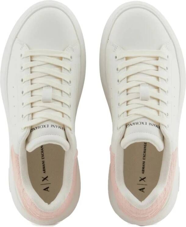 Armani Exchange Witte leren damessneakers