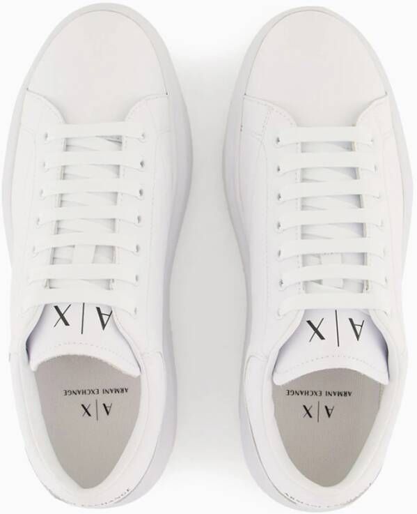 Armani Exchange Witte leren sneakers met logoprint White Heren