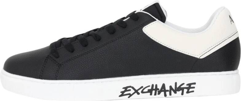Armani Exchange Zwarte Gepersonaliseerde Logo Sneakers Zwart Heren