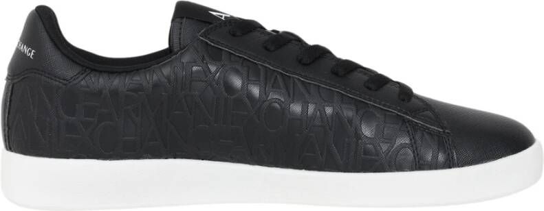 Armani Exchange Zwarte lage profiel sneakers met reliëf logo print Zwart Heren