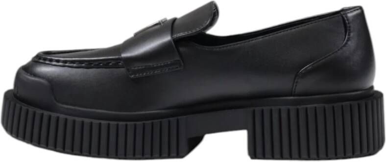 Armani Exchange Zwarte leren mocassin lente zomer collectie Black Dames