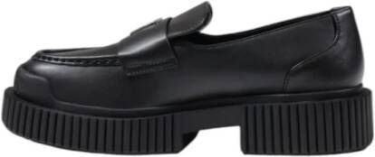 Armani Exchange Zwarte leren mocassin met rubberen zool