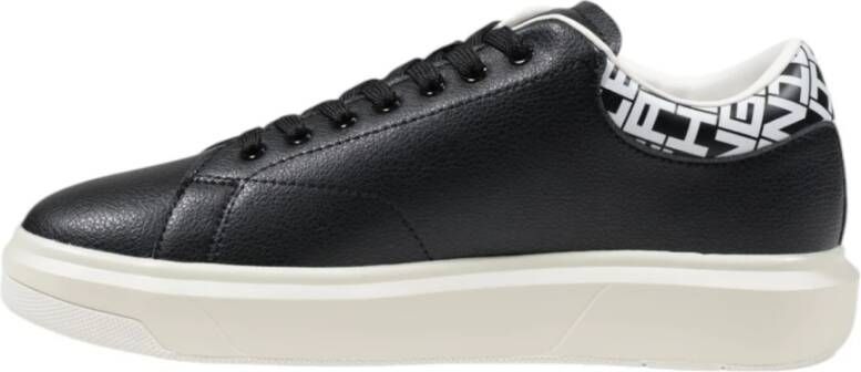 Armani Exchange Zwarte Leren Sneakers Vetersluiting Stijl Black Heren