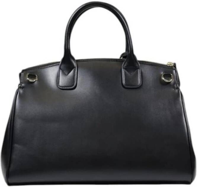 Armani Exchange Zwarte Polyester Satchel Handtas Slot Detail