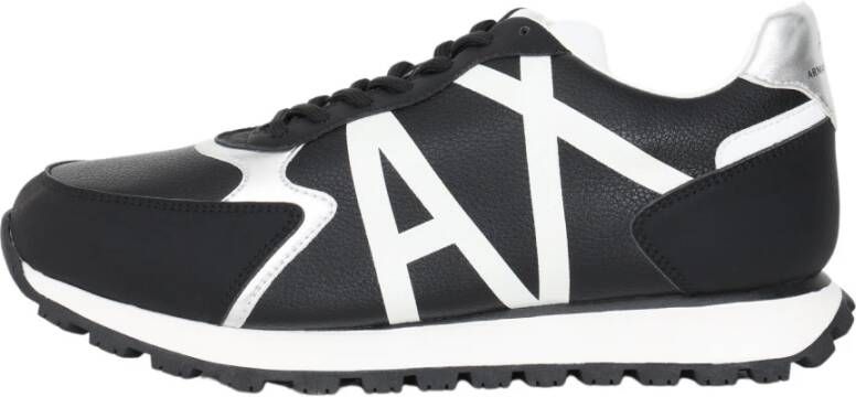 Armani Exchange Zwarte sneakers met contrasterende materialen en kleuren Zwart Dames