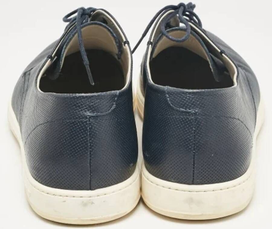 Armani Pre-owned Leather sneakers Blue Heren