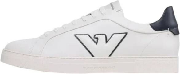Armani Witte Logo Sneakers Blauw Detail White Heren