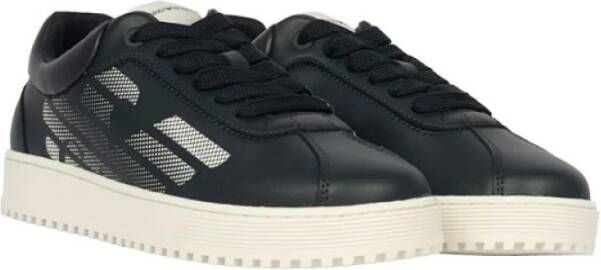 Armani Zwarte Logo Sneakers voor Mannen Blue Heren