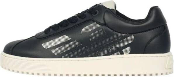 Armani Zwarte Logo Sneakers voor Mannen Blue Heren