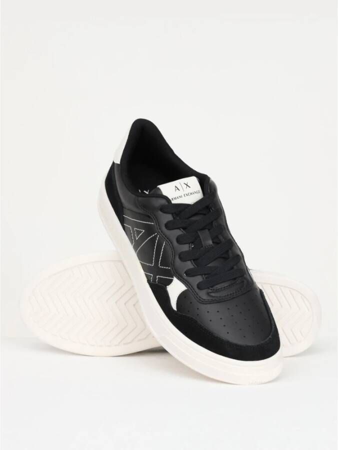 Armani Zwarte Sneakers met Suede Inzetstukken Zwart Heren