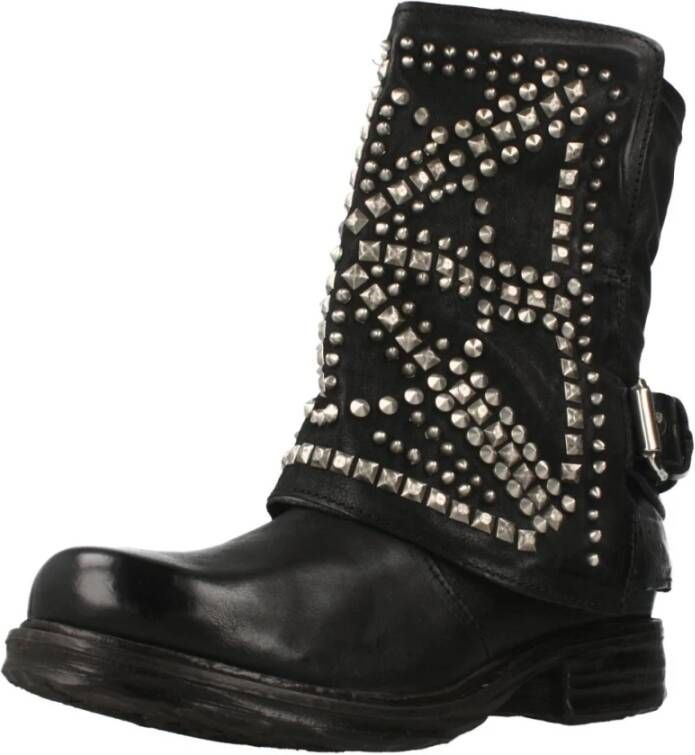 a.s.98 Studded Enkellaarzen Black Dames