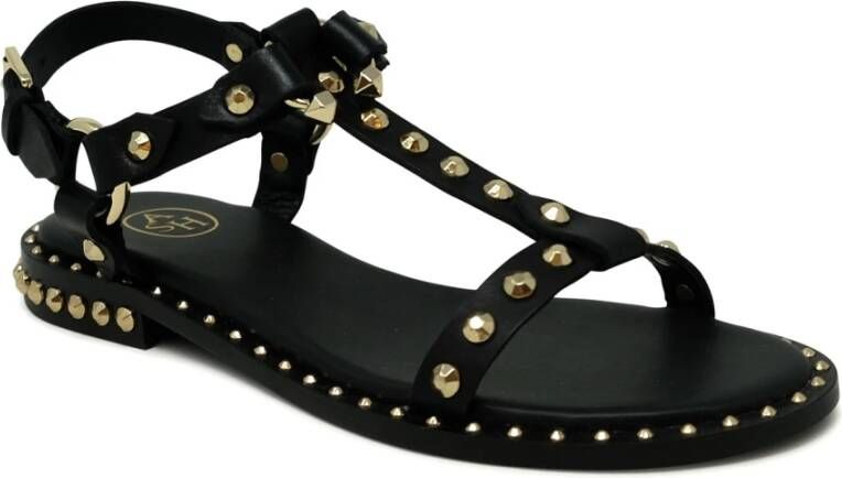 Ash Zwarte Leren Ballerina Sandalen Ss24 Black Dames