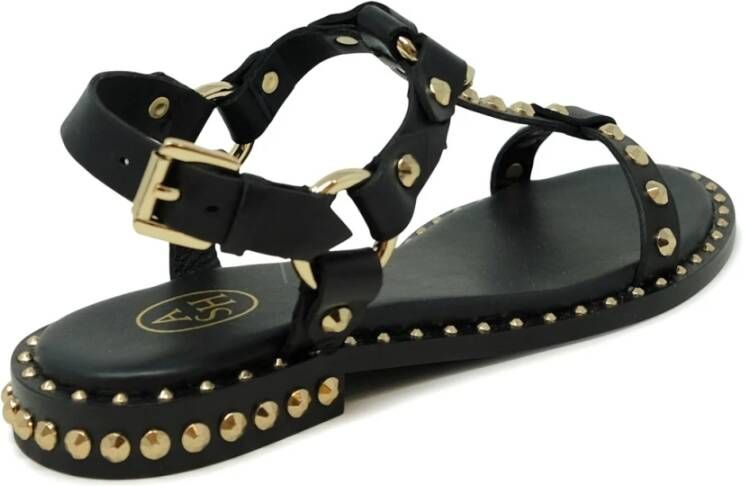 Ash Zwarte Leren Ballerina Sandalen Ss24 Black Dames