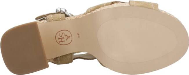 ASH Bruine Leren Sandalen met Gevlochten Motief