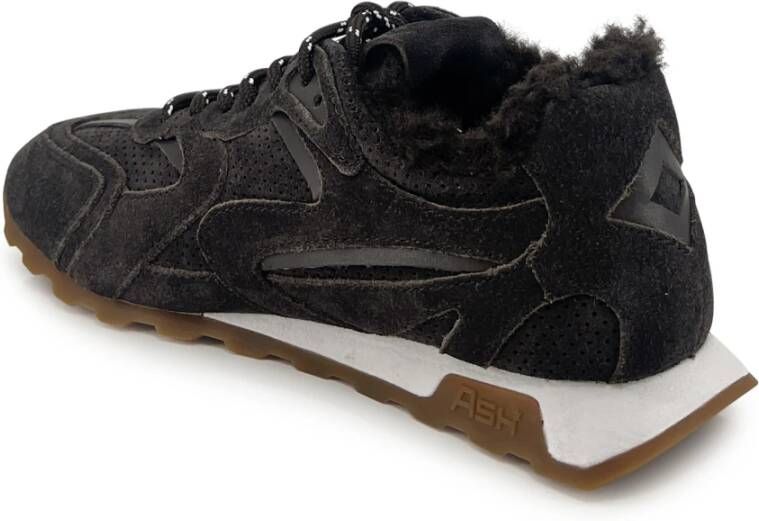 ASH Bruine platte sneakers met bontvoering