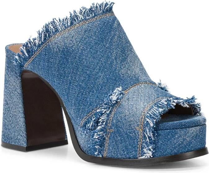 Ash Denim Fabric Peep-toe Mules Blauw Blue Dames