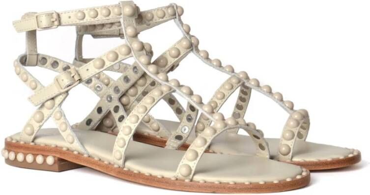 Ash Zachte leren platte sandalen Beige Dames