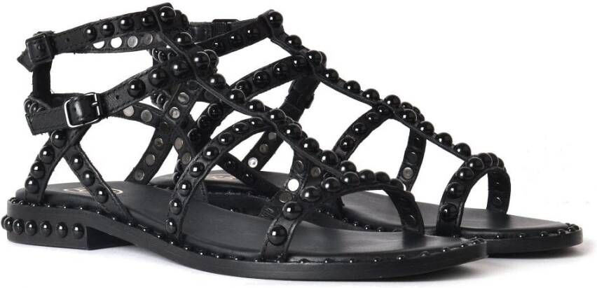 Ash Precious Platte Leren Sandalen Zwart Dames